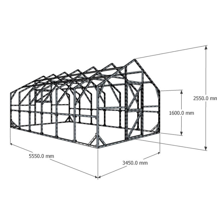 Divslīpju siltumnīca 3450×5550 – Izturīga un kvalitatīva konstrukcija | Siltumnicucentrs.lv